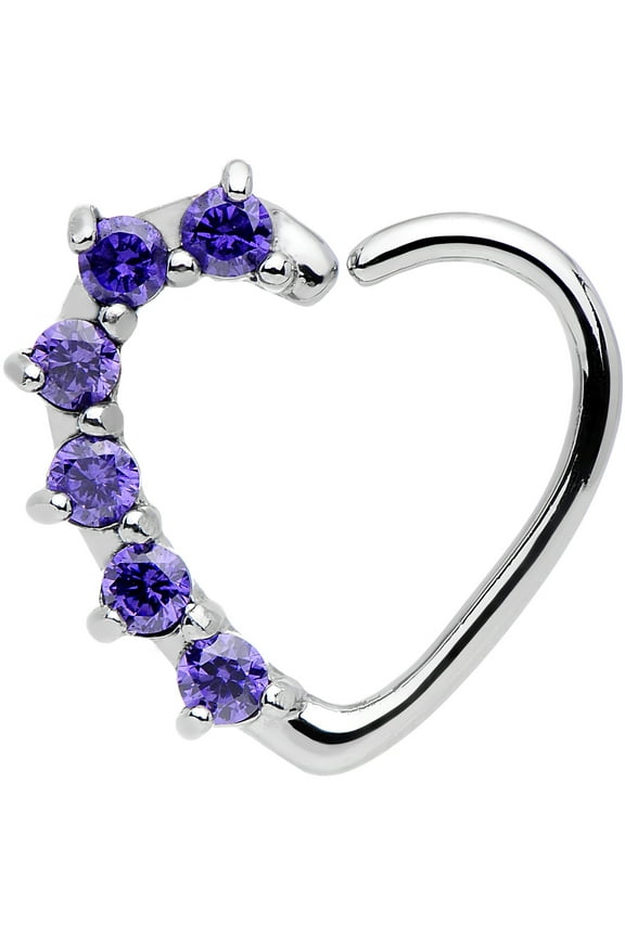 16 Gauge Purple Heart Right Closure Daith Cartilage Tragus Earring