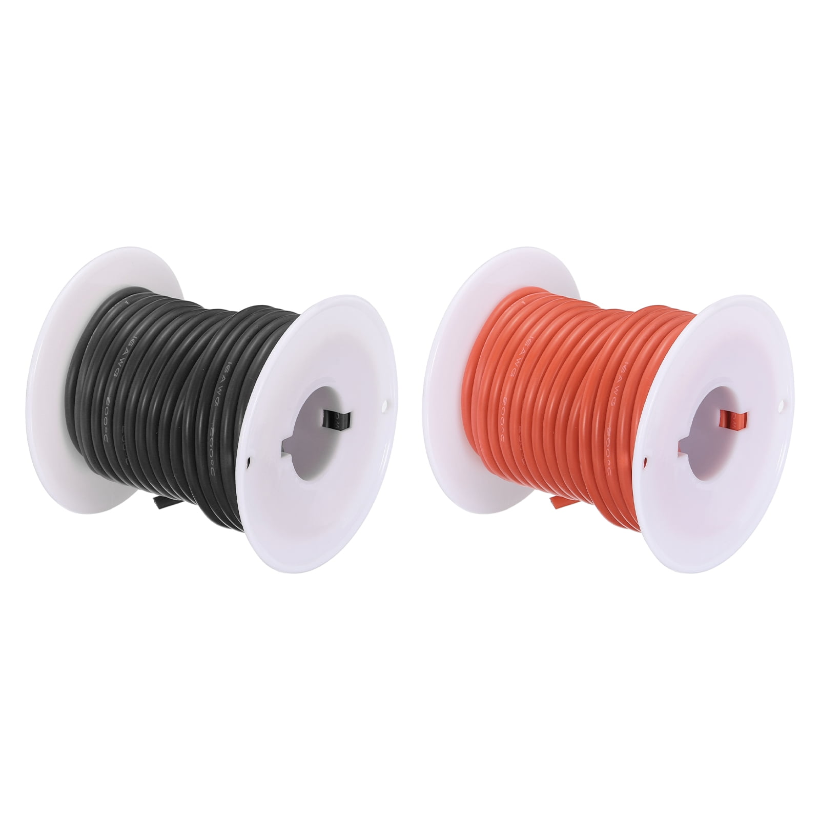 16 Gauge Silicone Wire 16AWG Stranded Wire Tinned Copper Wire High Temp Wire Spool Black/Red 7.5m/24.6ft 2pcs
