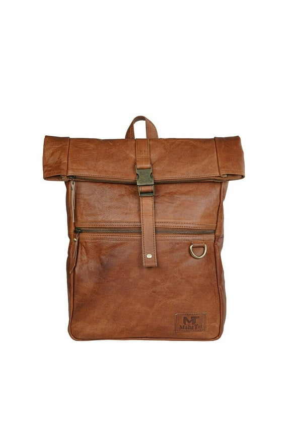16" Genuine Leather Backpack, Leather Rucksack, Leather School Bag, Leather Laptop Bag, Leather Travel Bag By MaheTri