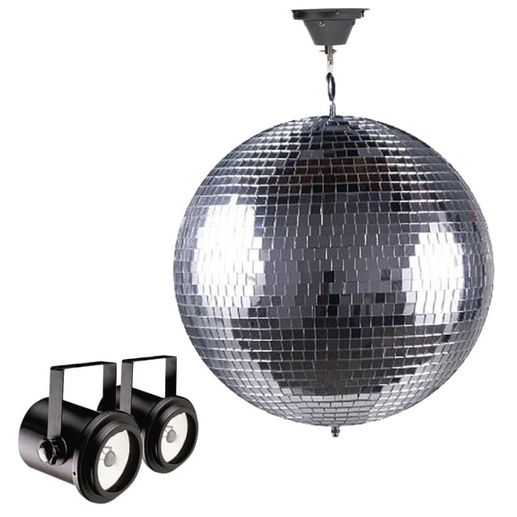 16" Glass Mirror Ball with Dual Pinspot Lighting Fixtures Package