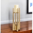 thumbnail image 1 of 16" Gold Distressed Aluminum Geometric Tabletop Pillar Candle Holder, 1 of 4