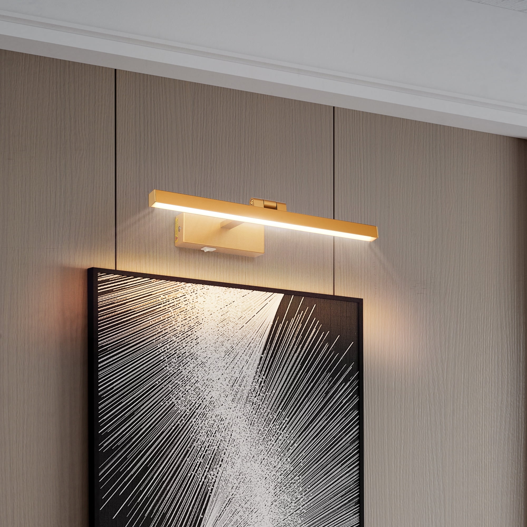 16" Gold LED Vanity Light for Bathroom Over Mirror, Dimmable Wall Lighting with Remote, Modern 3CCT Bath Fixture