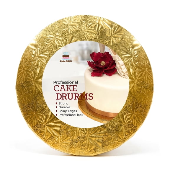 Cake S.O.S 16 Inches Gold Round Cake Drum Board, 1/2 Thick, (1-Pack)