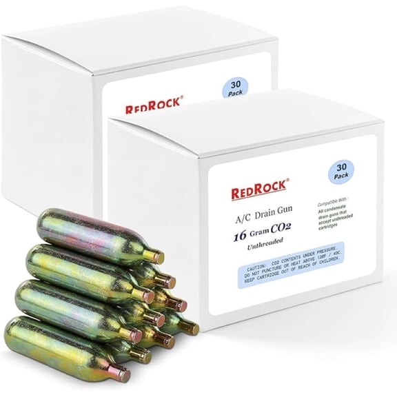 16 Gram Unthreaded CO2 Cartridges for Gallo Drain Gun HVAC Drain Line Cleaner Tool, 60 Pack