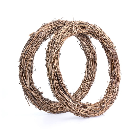 16" Grapevine Wreath Set, 2 Pieces Natural Vine Branch Wreath Christmas DIY Rattan Wreath Garland for Christmas Holiday Craft Wedding Decor