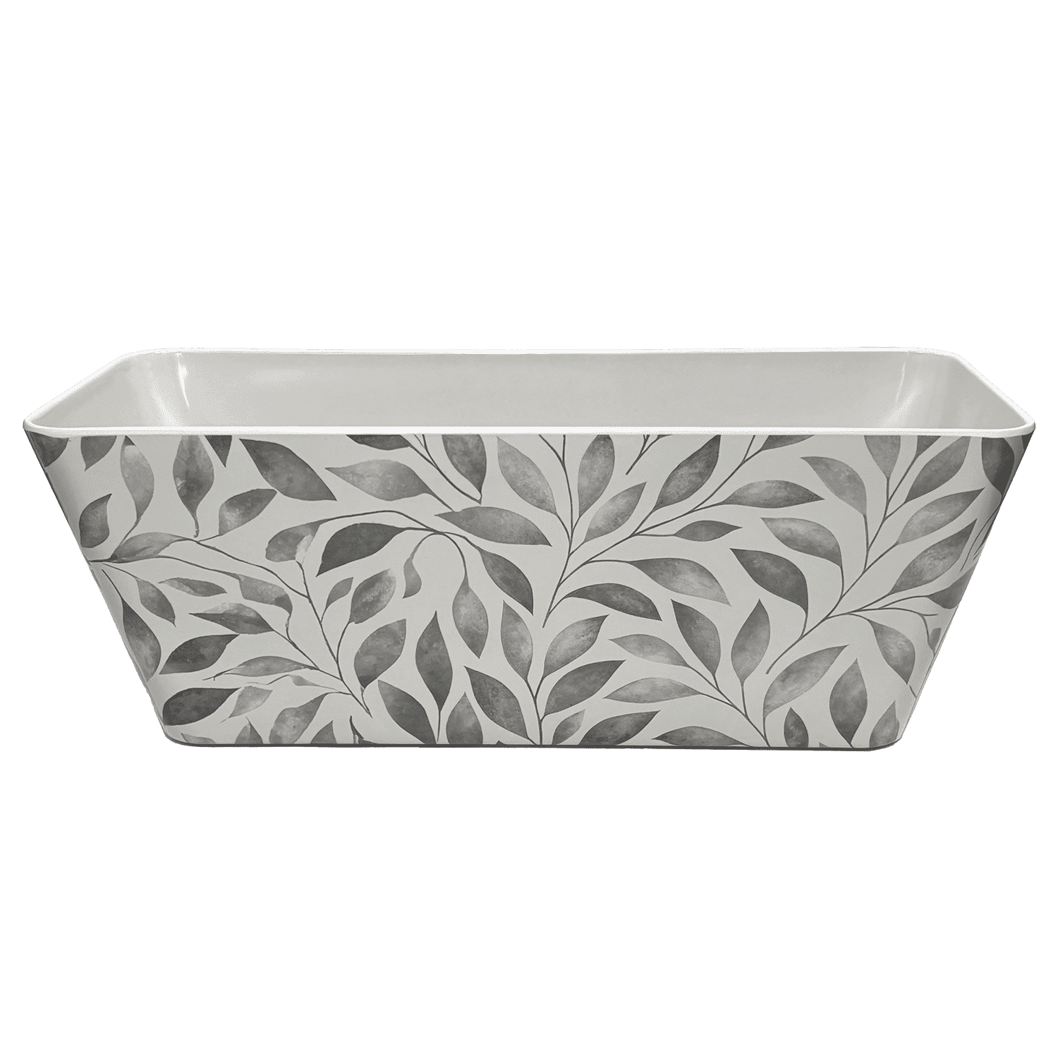 16″ Gray Leaves Rectangular Self-Watering Bamboo Planter — Eco-Friendly ...