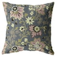 thumbnail image 1 of 16â€ Gray Pink Jacobean Suede Throw Pillow, 1 of 4