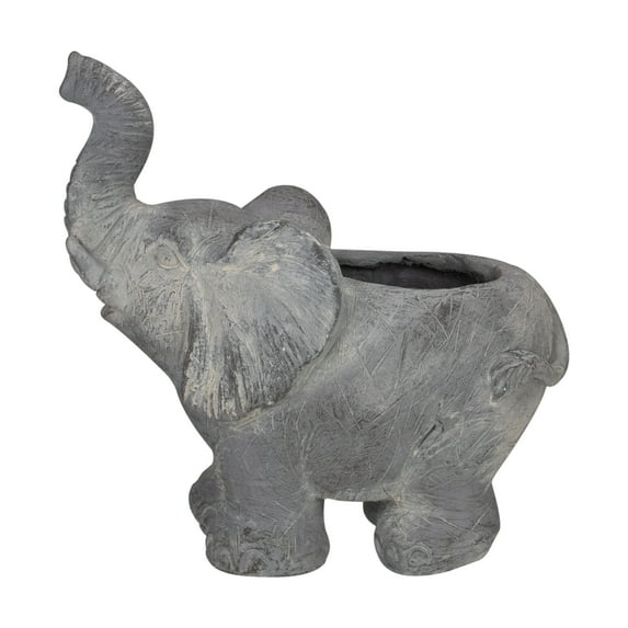 Northlight 16" Gray Standing Elephant Outdoor Garden Planter