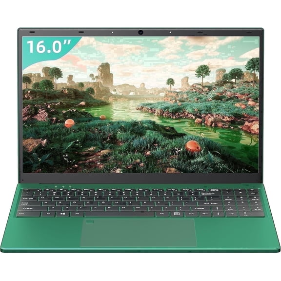 Rumtuk 16" Green Laptop, 16GB RAM,1TB SSD,Win 11 Pro/Office 2019, 6500Y(up to 3.4),FHD IPS Display, Backlit KB, Fingerprint, USB 3.0, HDMI, Type-C, WiFi/Bluetooth, Perfect for Work, Study and Play!