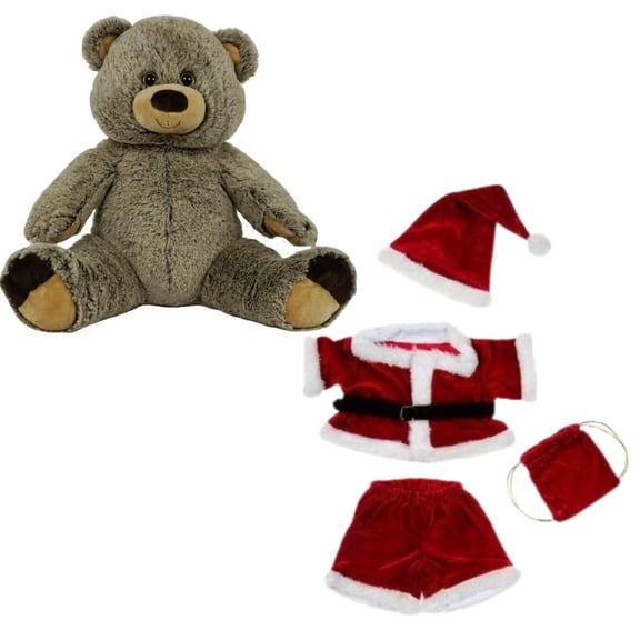 16 Griz the Grizzly Bear (Eco) Plush Toy with 16 Santa Claus Outfit Christmas Gift for Kids