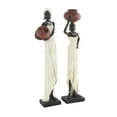thumbnail image 1 of 16"H, 4"W Cream Polystone Standing African Woman Sculpture with Red Water Pots and Black Base, by DecMode (2 Count), 1 of 18