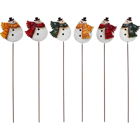 16" H Christmas Snowman Garden Stake Decor, Rustic Metal Snowman Yard Sign Outdoor Yard Stake Lawn Ornament, Merry Christmas Yard Decor Xmas Holiday Decoration