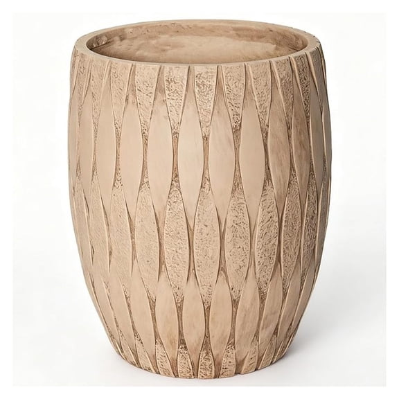 16" H x 14" Dia Concrete Planter with Drainage Hole-Large Decorative Cement Plant Pot for Indoor or Outdoor Use-Heavyweight Modern Container for Patio, Garden, or Home Dcor