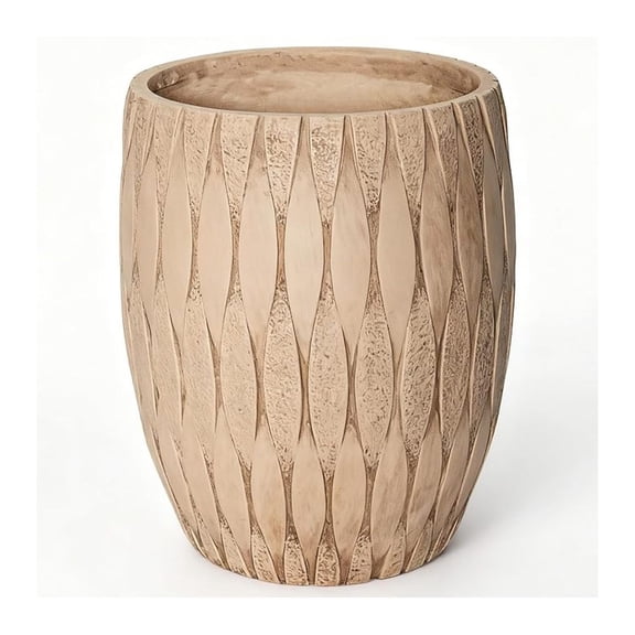 16" H x 14" Dia Concrete Planter with Drainage Hole-Large Decorative Cement Plant Pot for Indoor or Outdoor Use-Heavyweight Modern Container for Patio, Garden, or Home Dcor