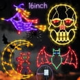 thumbnail image 1 of 16" Halloween Window decorate Plug Light Witch Skull Head Cat  Bat decor-4 Pack  Window Lights with Suction Cups scarry light, 1 of 8