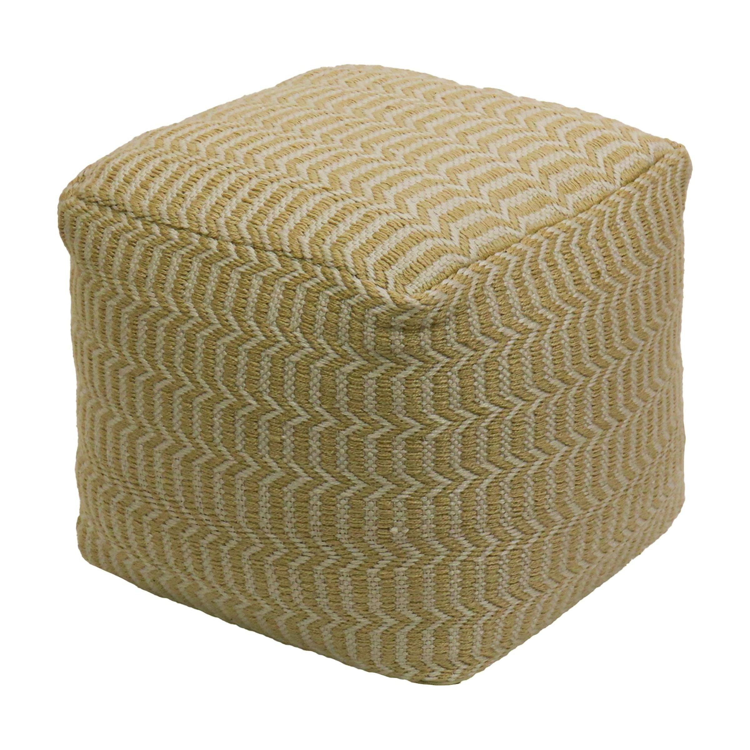 Sustainable Hand-Woven Sand Polyester 20" Pouf Ottoman