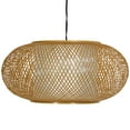 thumbnail image 1 of 16" Handcrafted Split Bamboo Caning Cross Design Pendant Ceiling Light - Honey, 1 of 1