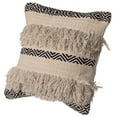 thumbnail image 1 of 16" Handwoven Cotton Throw Pillow Cover with Boho Design and Fringed Lines, 1 of 7