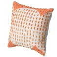 thumbnail image 1 of 16" Handwoven Cotton Throw Pillow Cover with Ribbed Line Dots and Wave Border, Coral, 1 of 8