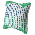 thumbnail image 1 of 16" Handwoven Cotton Throw Pillow Cover with Ribbed Line Dots and Wave Border, Green, 1 of 7