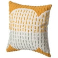 thumbnail image 1 of 16" Handwoven Cotton Throw Pillow Cover with Ribbed Line Dots and Wave Border, 1 of 7