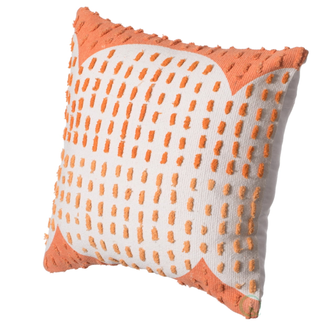 Handwoven Cotton Euro Throw Pillow Cover, Ribbed Line Dots, Blue