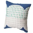 thumbnail image 1 of 16" Handwoven Cotton Throw Pillow Cover with Ribbed Line Dots and Wave Border, 1 of 7