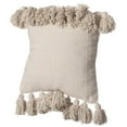thumbnail image 1 of 16" Handwoven Cotton Throw Pillow Cover with Side Fringed Tassels, Natural, 1 of 10