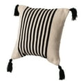 thumbnail image 1 of 16" Handwoven Cotton Throw Pillow Cover with Striped Lines, Black, 1 of 5