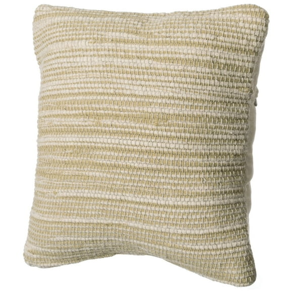 16" Handwoven Wool & Cotton Throw Pillow Cover with Woven Knit Texture