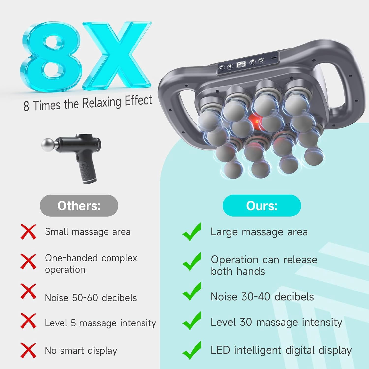 16-Head Deep Tissue Massage Gun with 9 Modes & Quiet Motor for Muscle Pain Relief
