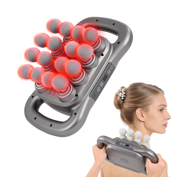 16 Head Full Body Massage Gun - Targeted Deep Tissue Percussion Massager Electric Handheld for Back Shoulder Neck Pain Relief 9 Modes