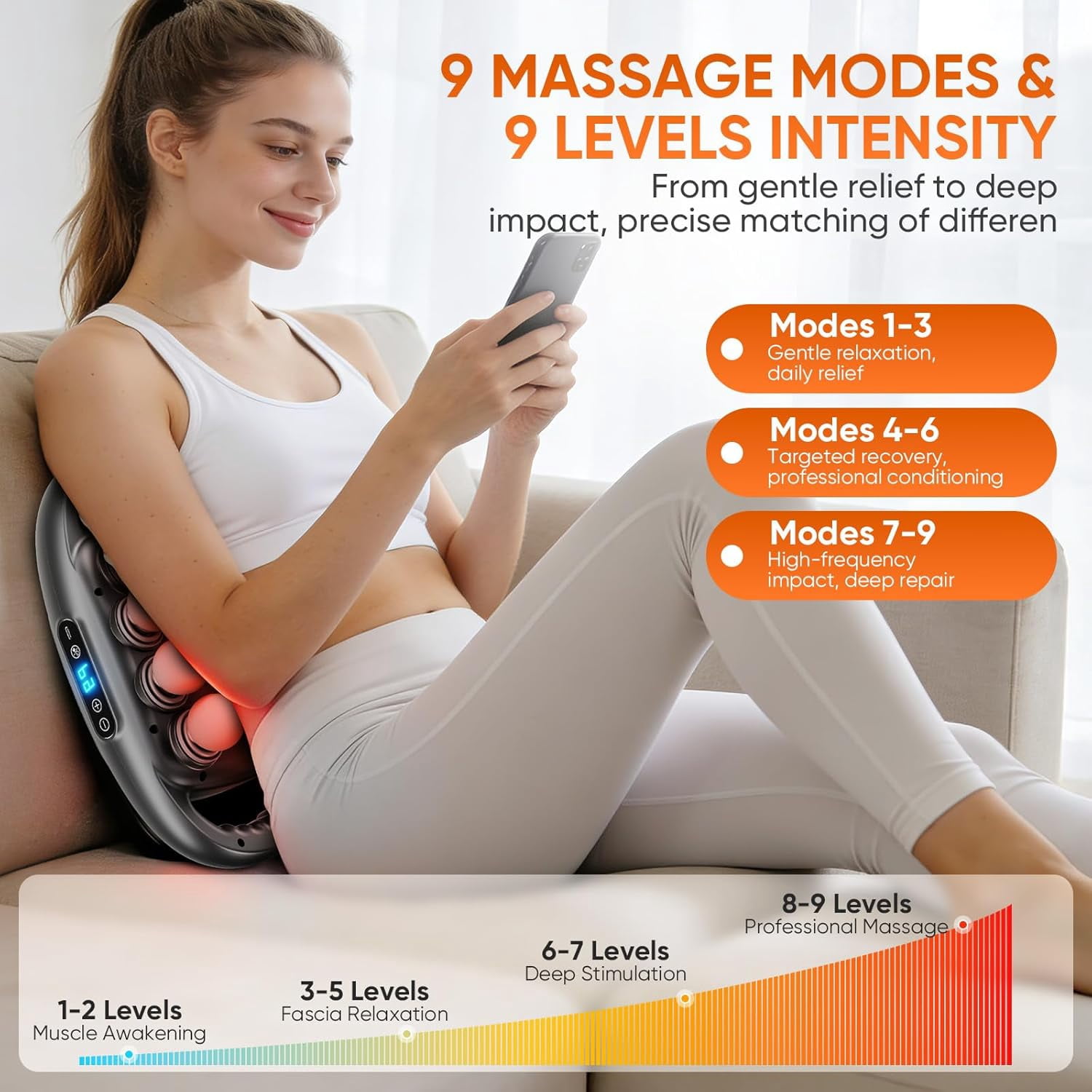 16 Head Massage Gun Deep Tissue, Quiet Back Massager for Pain Relief with 9 Modes and 9 Intensities