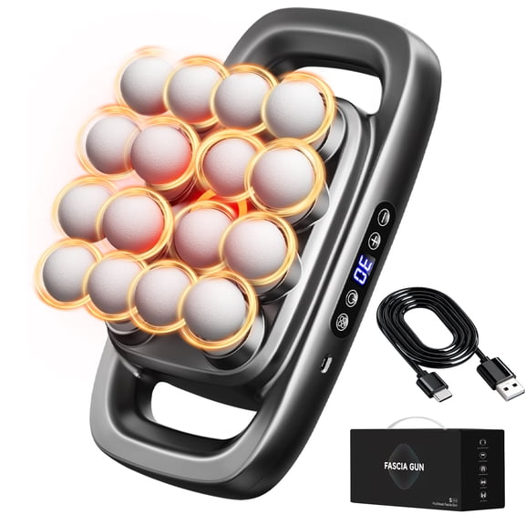 16-Head Massage Gun Set with 30 Levels & 3 Modes - Deep Tissue Percussion Muscle Massager for Effective Pain Relief in Back, Shoulders, Legs & Waist(Gray,16-Head)