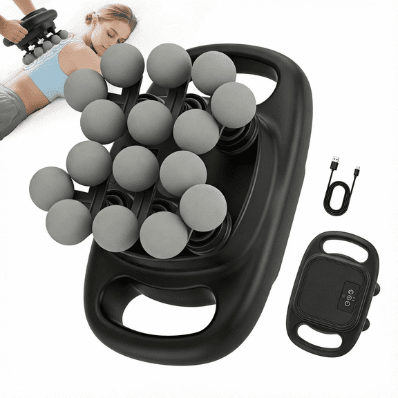 16-Head Massage Gun Set, Deep Tissue Percussion Massager with 8 Modes & 50 Intensities, Portable Quiet Muscle Massage Gun for Legs, Waist, Back, Neck, Buttocks Muscles Pain Relief, Black