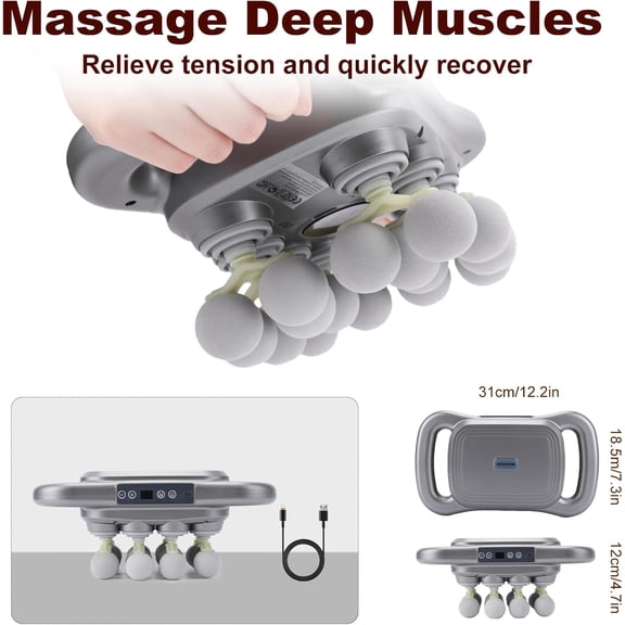 16-Head Massage Gun Set, Deep Tissue Percussion Massager with 9 Modes and 9 Adjustable Intensities,Quiet Muscle Massage Gun for Back,Shoulders, Legs, Foot, Body Muscle Pain Relief, Dark Grey