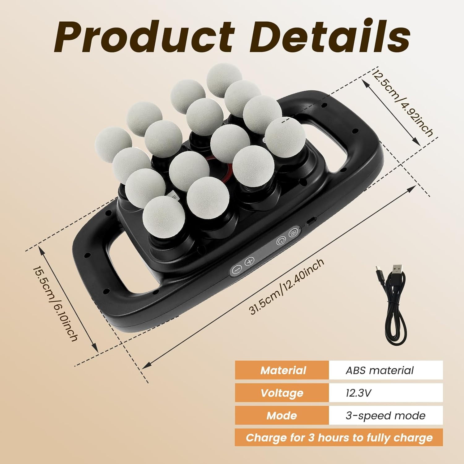 16 Heads Electric Muscle Massage Gun with 3 Modes 30 Intensities for Deep Tissue Pain Relief