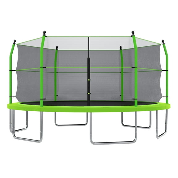 16' Heavy-Duty Trampoline Set - Complete with Safety Net & Ladder for Family Backyard Fun