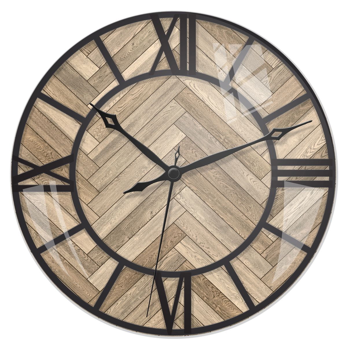 16" Herringbone Wood Dome Glass Wall ClockModel 33228HBW by Westclox