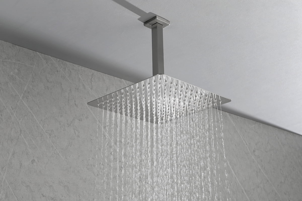 16" High Pressure Rain Shower Head, Ultra-Thin Showerhead 304 Stainless Steel Waterfall Shower with Self-Clean Nozzles, Full Body Covering