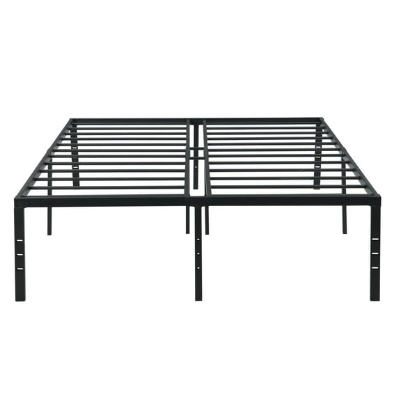 16" High Queen Size Bed Frame, Heavy Duty Metal Bed Frame, Quick Assembly Mattress Foundation with Steel Slat Support, No Box Spring Needed, Noise Free, Black
