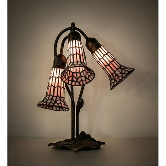 16" High Stained Glass Pond Lily 3 Light Accent Lamp