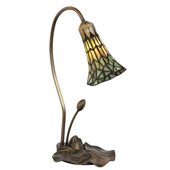 Meyda Lighting 16" High Stained Glass Pond Lily Accent Lamp