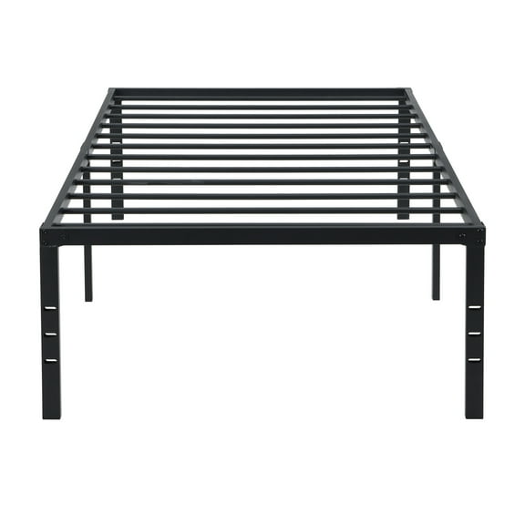 16" High Twin Size Bed Frame, Heavy Duty Metal Bed Frame, Quick Assembly Mattress Foundation with Steel Slat Support, No Box Spring Needed, Noise Free, Black