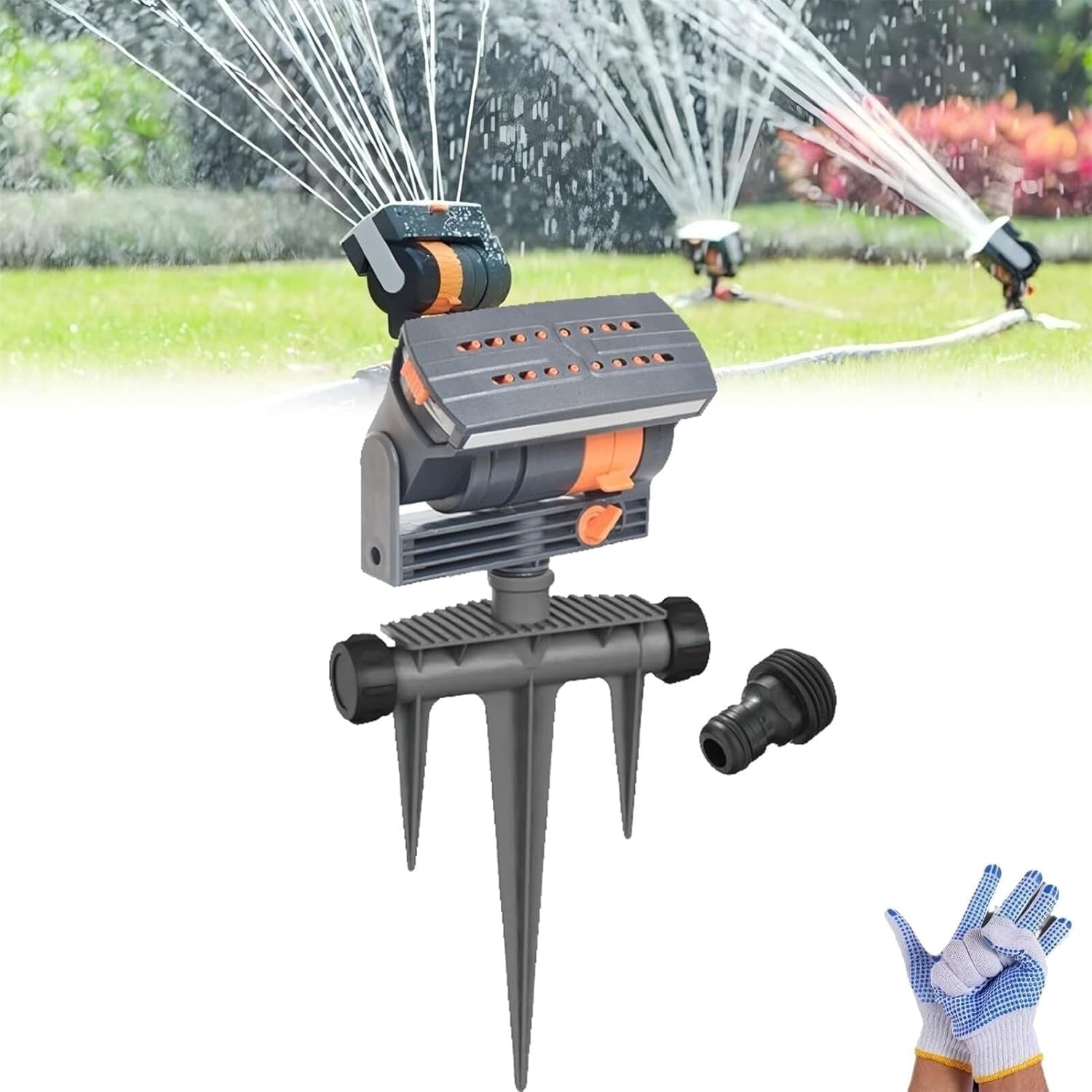 16-Hole Automatic Oscillating Sprinkler | Garden Water Sprayer for Lawn, Yard & Plant Irrigation (Adjustable Coverage)(Type-C)