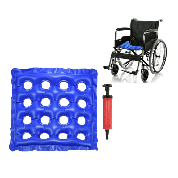 16-Hole Inflatable Cushion with Air Pump,Anti-decubitus Cushion,Portable Waterproof Inflatable Air Cushion,Ideal for Home Travel Classroom Office (Blue)