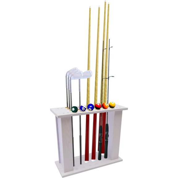 16 Holes-Golf Clubs Billiards Pool Stick Rack Cue Rack Golf Clubs Billiards Stick Stand Holder Billiard Golf Club Organizer Display Stand Storage Holds Cue and Balls Billiards Accessories