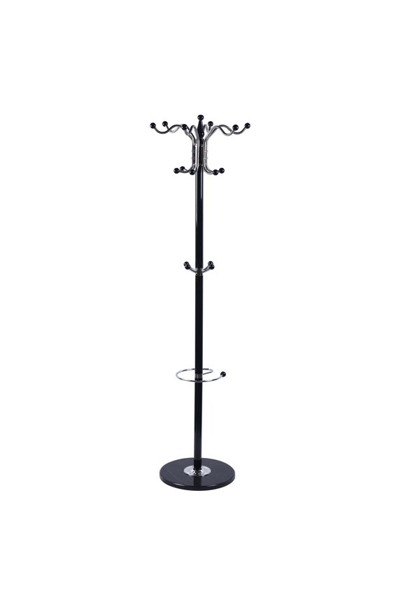 16-Hook Metal Coat Rack Hat Rack Clothes Hats Caps Bags Hanger Tree Stand Umbrella Holder,Marble + Metal 15"*67"