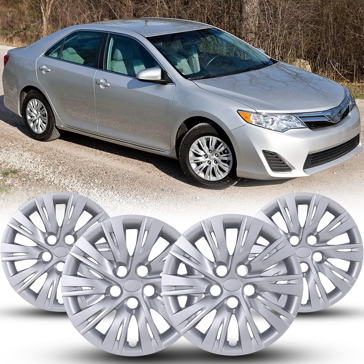 16" Hubcaps 2012-2014 Toyota Camry / 2012-2014 Toyota Camry Hybrid Wheel Rim Covers,Heavy Duty PP Material (Set of 4,Lacquer)