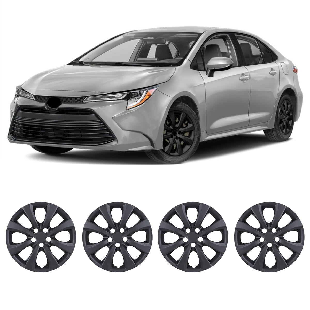 4 Pack 16" Hubcaps for 2020-2025 Toyota Corolla,Wheel Rim Cover for 2023-2025 Toyota Corolla Hybrid,Compatible With Steel Wheels,Snap on Installation,Black Matte